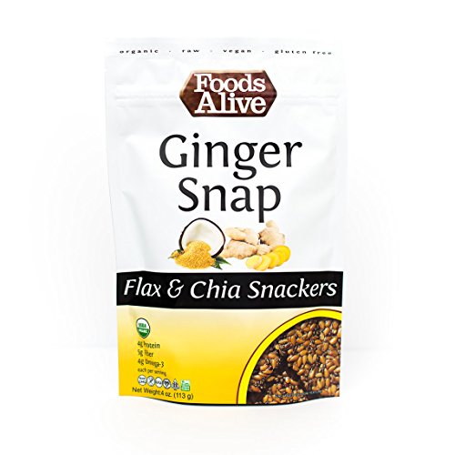Foods Alive Ginger Snap Flax Crackers - Delicious All-Flax Vegan