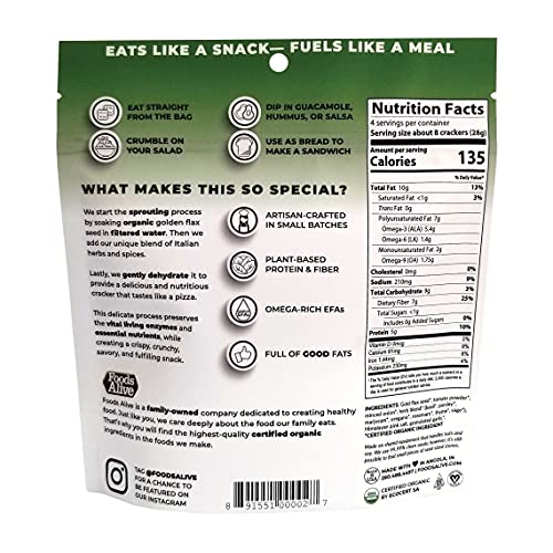 Foods Alive Italian Zest Flax Crackers - Delicious All-Flax Vega