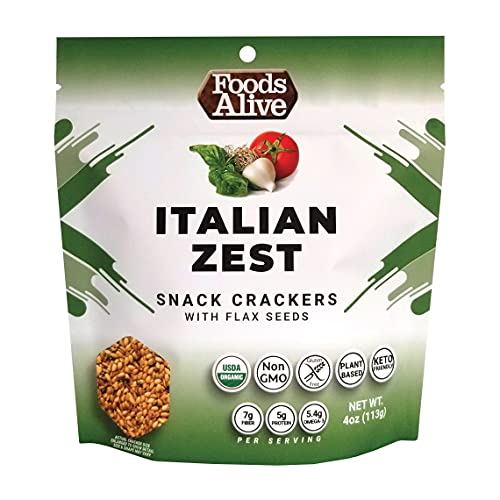 Foods Alive Italian Zest Flax Crackers - Delicious All-Flax Vega