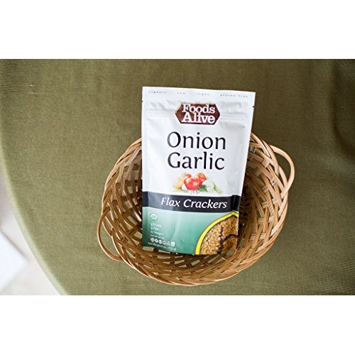 Foods Alive Onion Garlic Flax Crackers - Delicious All-Flax Vega