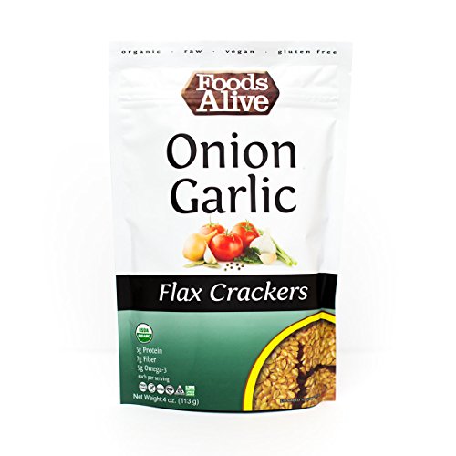 Foods Alive Onion Garlic Flax Crackers - Delicious All-Flax Vega
