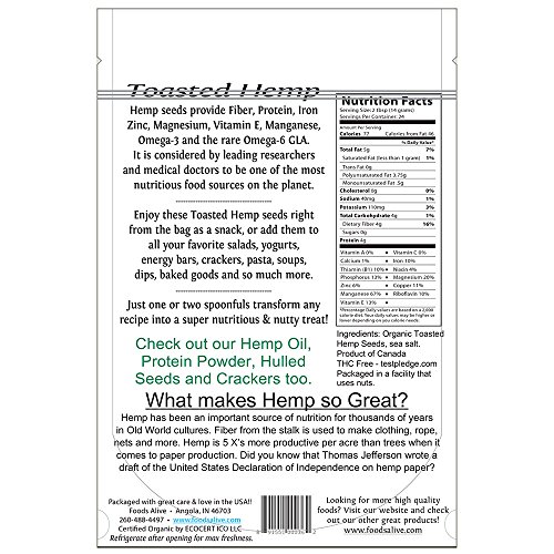 Foods Alive Organic Toasted Hemp Seeds With Sea Salt, 12 Ounce B