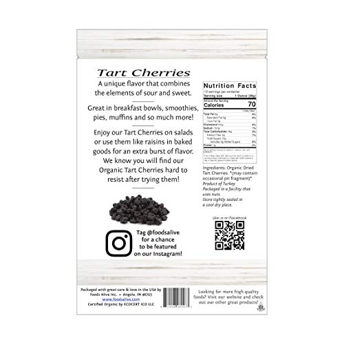 Foods Alive Tart Cherries - Organic, Gluten-Free, Vegan, Rich Fl