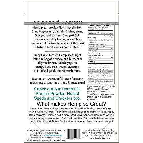 Foods Alive Toasted Hemp Seeds With Salt / Organic Hemp Seeds, P