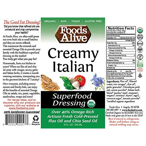 Superfood Dressing, Creamy Italian, Organic, 8Oz