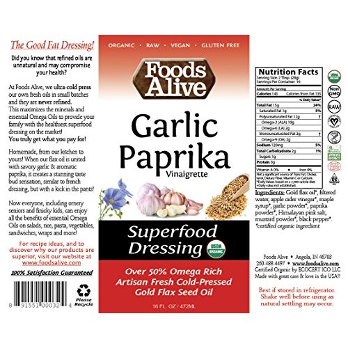 Superfood Dressing Garlic Paprika, Organic, 16Oz