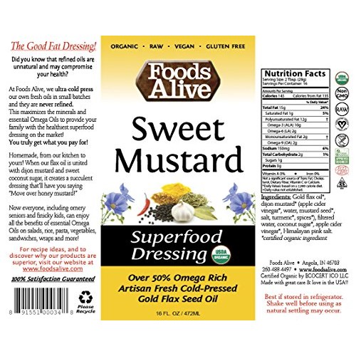 Superfood Dressing, Sweet Mustard, Organic, 16Oz