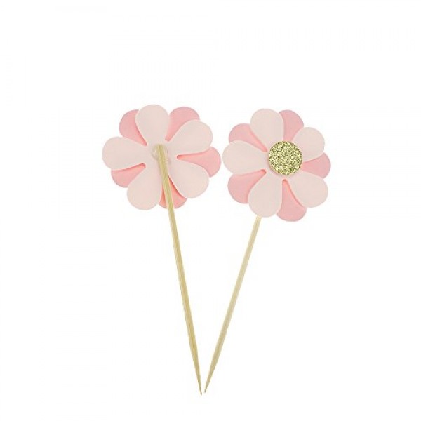 Pink Flower Cake Cupcake Toppers for Birthday Wedding Baby Showe...