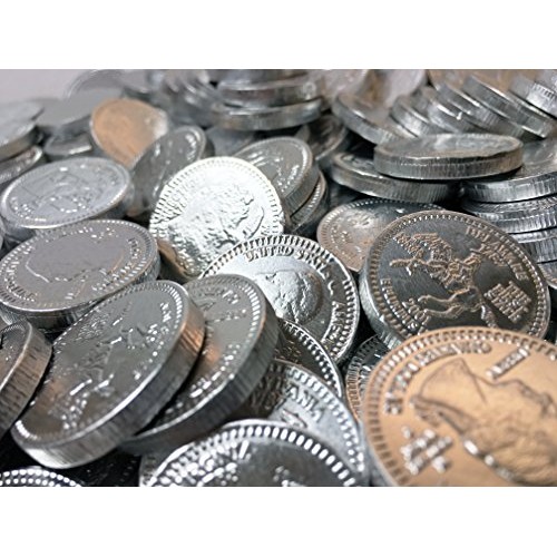Silver Colored Bulk Dutch Milk Chocolate Coins, 5 Pounds, 420 Co