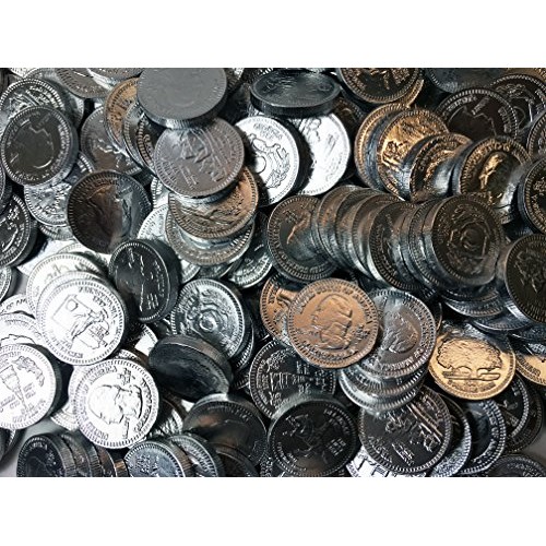 Silver Colored Bulk Dutch Milk Chocolate Coins, 5 Pounds, 420 Co