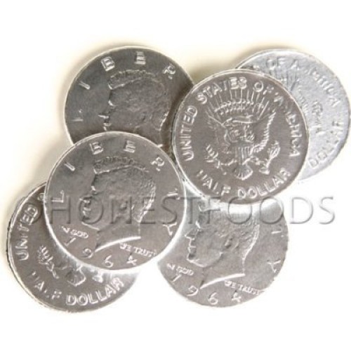 Silver Colored Bulk Dutch Milk Chocolate Coins, 5 Pounds, 420 Co