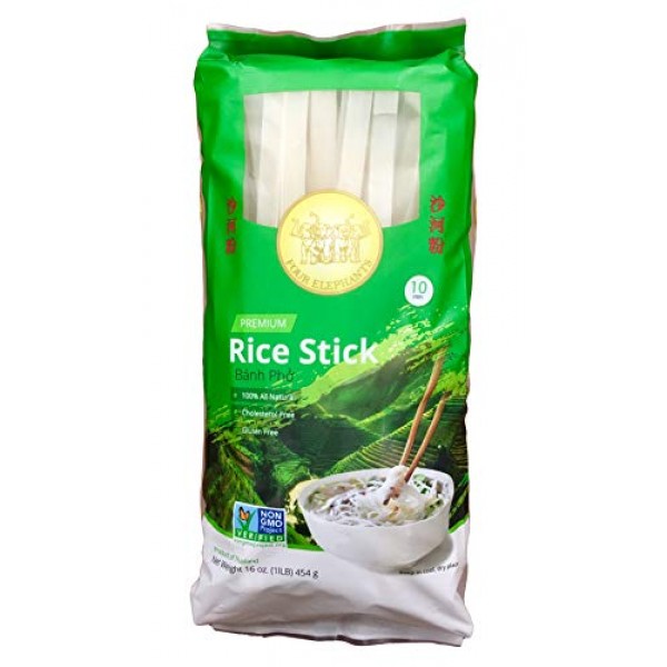 Four Elephants Premium Rice Stick Noodle Non-GMO Verified 3 Pac...