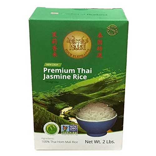 Four Elephants Premium Thai Jasmine Rice Certified Non-Gmo 2 Lbs