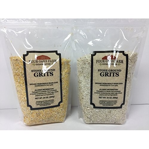 Four Oaks Farm White &Amp; Yellow Stone Ground Grits 2 - 24Oz. Bags