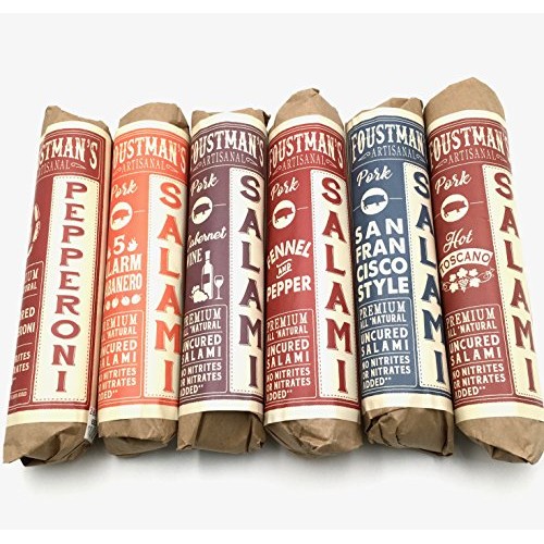 Foustmans Salami Variety Pork Flavors 6 Pack Artisan, Nitrate