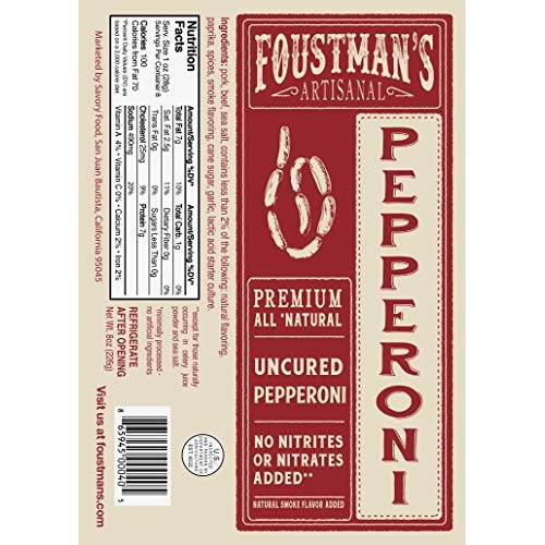 Foustmans Artisanal Pepperoni, Nitrate-Free, Naturally Cured