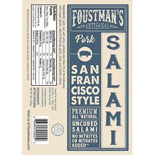 Foustmans Salami San Francisco Style Artisanal, Nitrate-Free,
