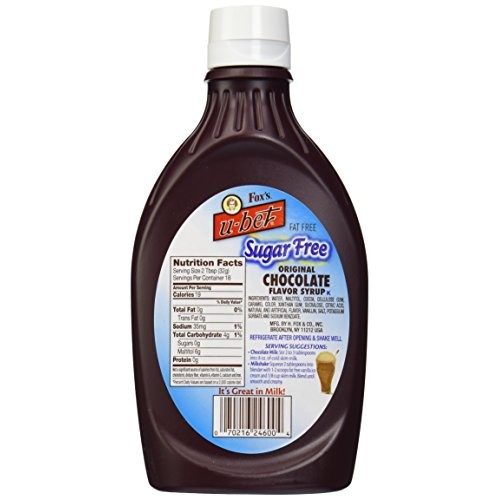 Foxs Ubet Chocolate Syrup, Sugar-Free, 18 Ounce Bottle