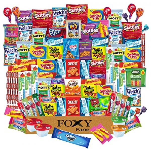 Foxy Fane 100 count Ultimate Snack Box - Gift Basket with Variet...