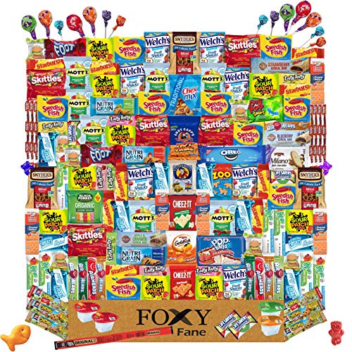 Foxy Fane 150 Count Deluxe Gift Snack Box - Ultimate Care Packag