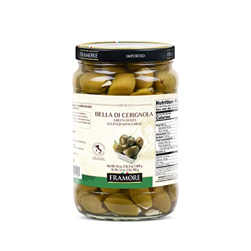 Framore, Green Olives Bella Di Cerignola Stuffed With Garlic Fif