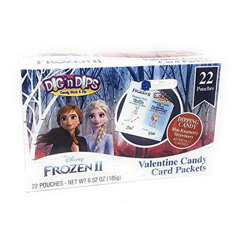 Disney Frozen 2 Valentines Day Candy Cards Dig N Dips Packets 6