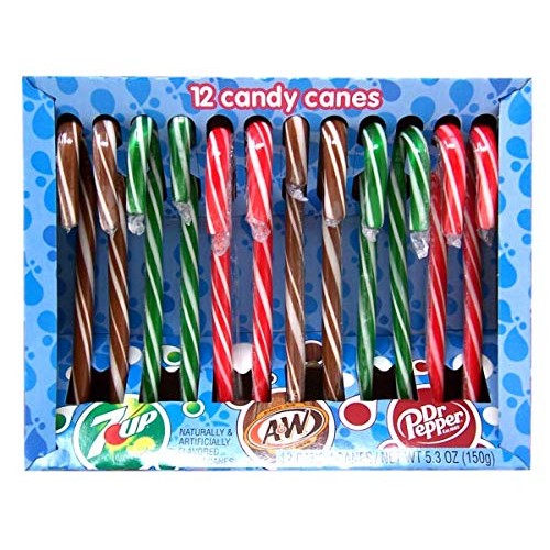 Dr. Pepper, 7 Up, And A&Amp;W Flavored Christmas Candy Cane, Pack Of