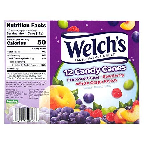Welchs Fruit Flavored Christmas Candy Canes Individually Wrappe