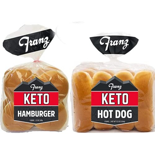 Franz Bakery Keto Hamburger Buns AND Keto Hot Dog Buns With Keto...