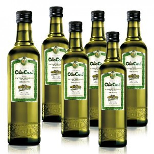 Olio Carli Extra Virgin Olive Oil. Six Half Liter 17Oz. Bottles.