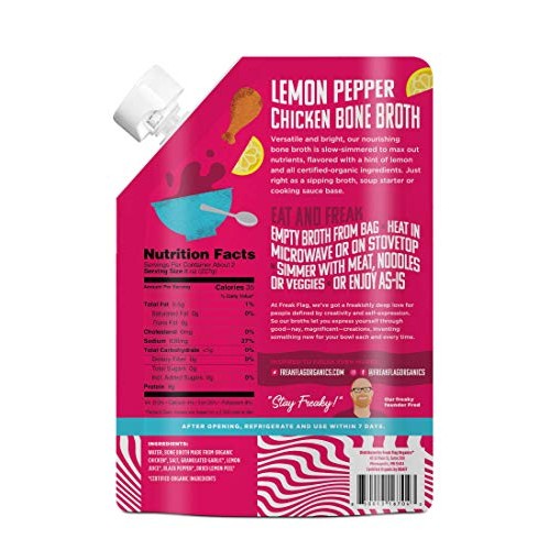 Freak Flag Organics | Lemon Pepper Chicken Bone Broth Soup Stock
