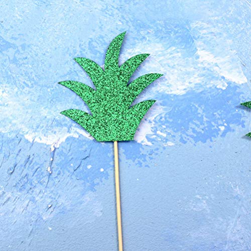 30Pcs Pineapple Leaf Cake Toppers Cupcake Toppers Fruit Picks Fo
