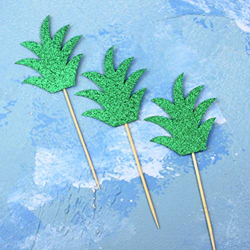 30Pcs Pineapple Leaf Cake Toppers Cupcake Toppers Fruit Picks Fo