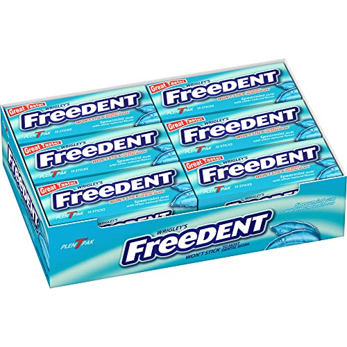12 Pack WRIGLEYS FREEDENT Spearmint Chewing Gum, 15 Stick