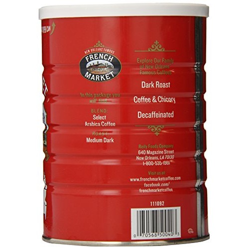 French Market Coffee, French Roast Ground Coffee, 12 Ounce Metal