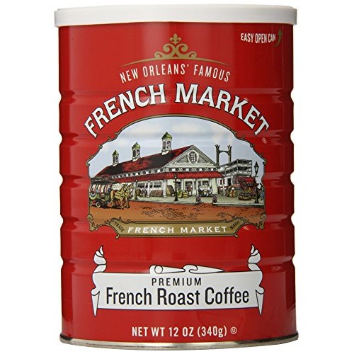 French Market Coffee, French Roast Ground Coffee, 12 Ounce Metal
