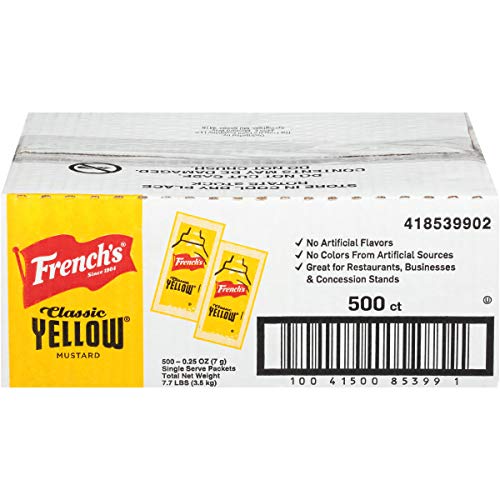 Frenchs Classic Yellow Mustard Single Serve Packets, 500 Count,