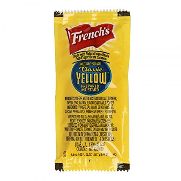 Frenchs Classic Yellow Mustard Single Serve Packets, 200 Count,