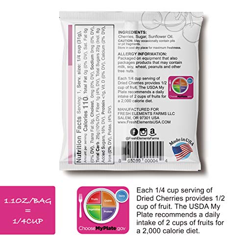 Fresh Elements Dried Cherries, 1.1oz pack, Preservative Free, Gl...