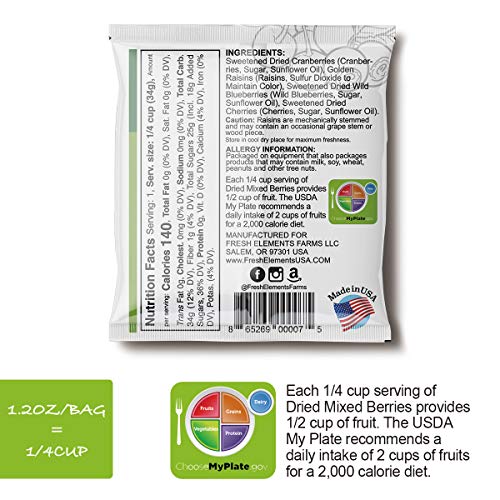 Fresh Elements Dried Mixed Berries, 1.2Oz Pack, Preservative Fre