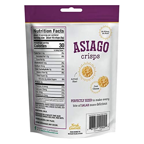 Fresh Gourmet Asiago Cheese Crisps | 1.76 Ounce, Pack Of 12 | 10