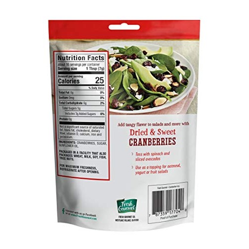 Fresh Gourmet Cranberries, Dried &Amp; Sweet, 4 Ounce Pack Of 9
