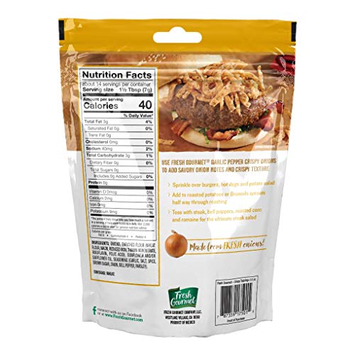 Fresh Gourmet Crispy Onions, Garlic Pepper, 3.5 Ounce Pack Of 6