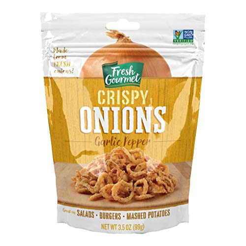 Fresh Gourmet Crispy Onions, Garlic Pepper, 3.5 Ounce Pack Of 6