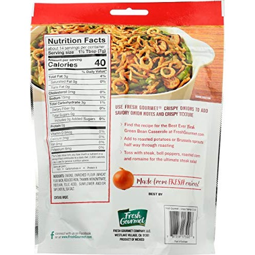 Fresh Gourmet, Crispy Onions Topping, 3.5 Oz