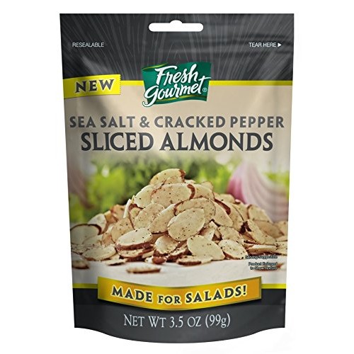 Fresh Gourmet Sea Salt & Cracked Pepper Sliced Almonds, 3.5 Ounce