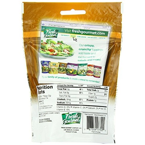 Fresh gourmet Sliced Almonds, Honey Roasted, 3 Pack