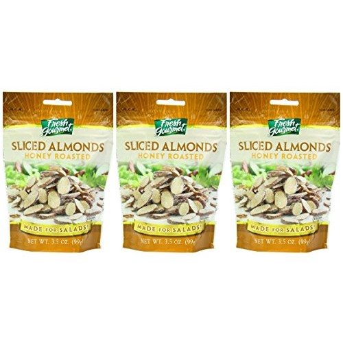 Fresh gourmet Sliced Almonds, Honey Roasted, 3 Pack