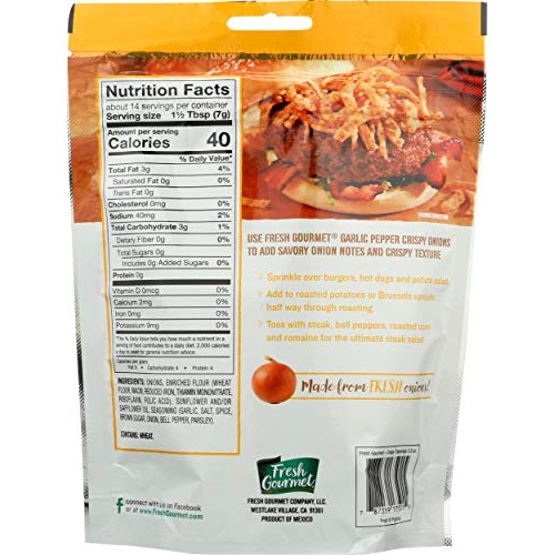 Fresh Gourmet Topping, Crispy Onion Garlic, 3.5 Oz