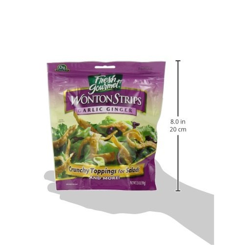 Fresh Gourmet Wonton Strips, Garlic Ginger, 3.5 Ounce Pack Of 9